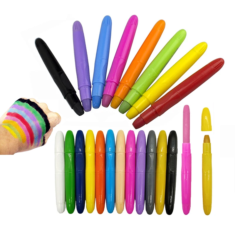 LANDZO chico adulto maquillaje de juguete 12 colores bolígrafo de pintura corporal pintura palo para cabello cara papel de dibujo lápiz lavable Twistable Crayon