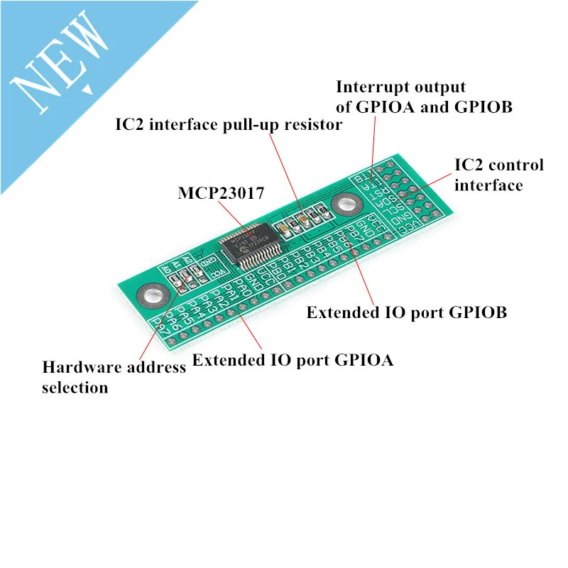 MCP23017 I2C интерфейс 16bit I/O Плата расширения Модуль штыревая панель плата IIC в GIPO
