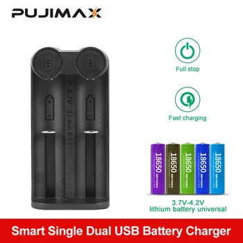 

PUJIMAX 18650 battery charger Smart charging dual-solt for 26650 18350 14500 26700 Ni-MH/Ni-Cd Rechargeable Battery charger
