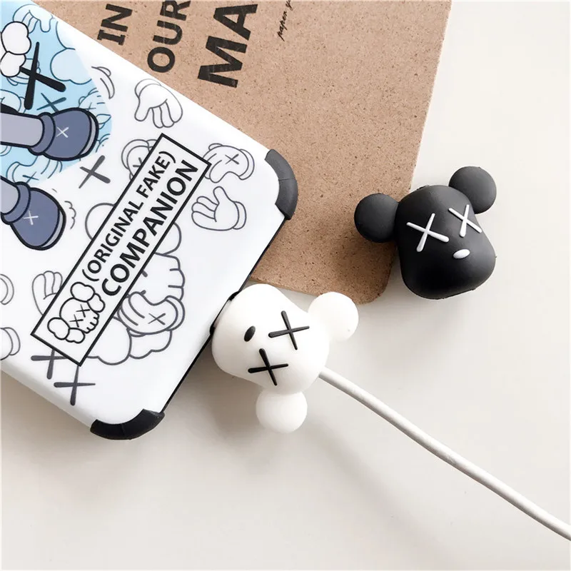 Милый напиток шаблон защита для usb-кабеля мягкое Силиконовое зарядное устройство зажим Органайзер защита для iphone намотки кабеля