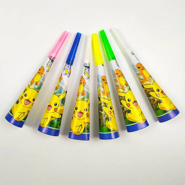 Pokemon Birthday Party Decorations Pikachu Foil Balloons Disposable Tableware Plate Napkin Backdrop For Kids Boy Party Supplies Horn 6pcs