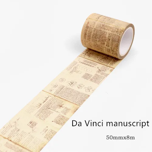 Retro Washi Tape set Vintage  Decoration Scrapbooking  Masking washitape Decorative wash whasi decorada stickers journal Da Vinci 50mm