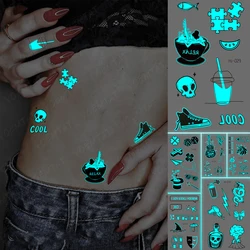 Luminous Tattoos Bathing Girl Canvas Shoes Skull Cross Snake Cool Waterproof Temporary Tattoo Stickers Women Men Body Glow Tatto