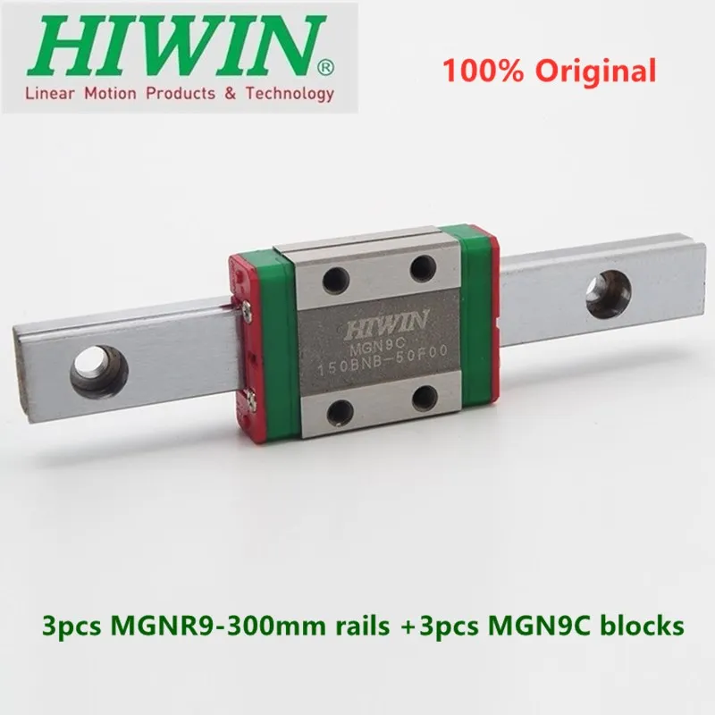 

3 шт. оригинальная линейная направляющая бренда Hiwin MGN9 - 300 мм MGNR9 направляющая + 3 шт. линейных блоков MGN9C каретка для 3D-принтера ЧПУ Запчасти