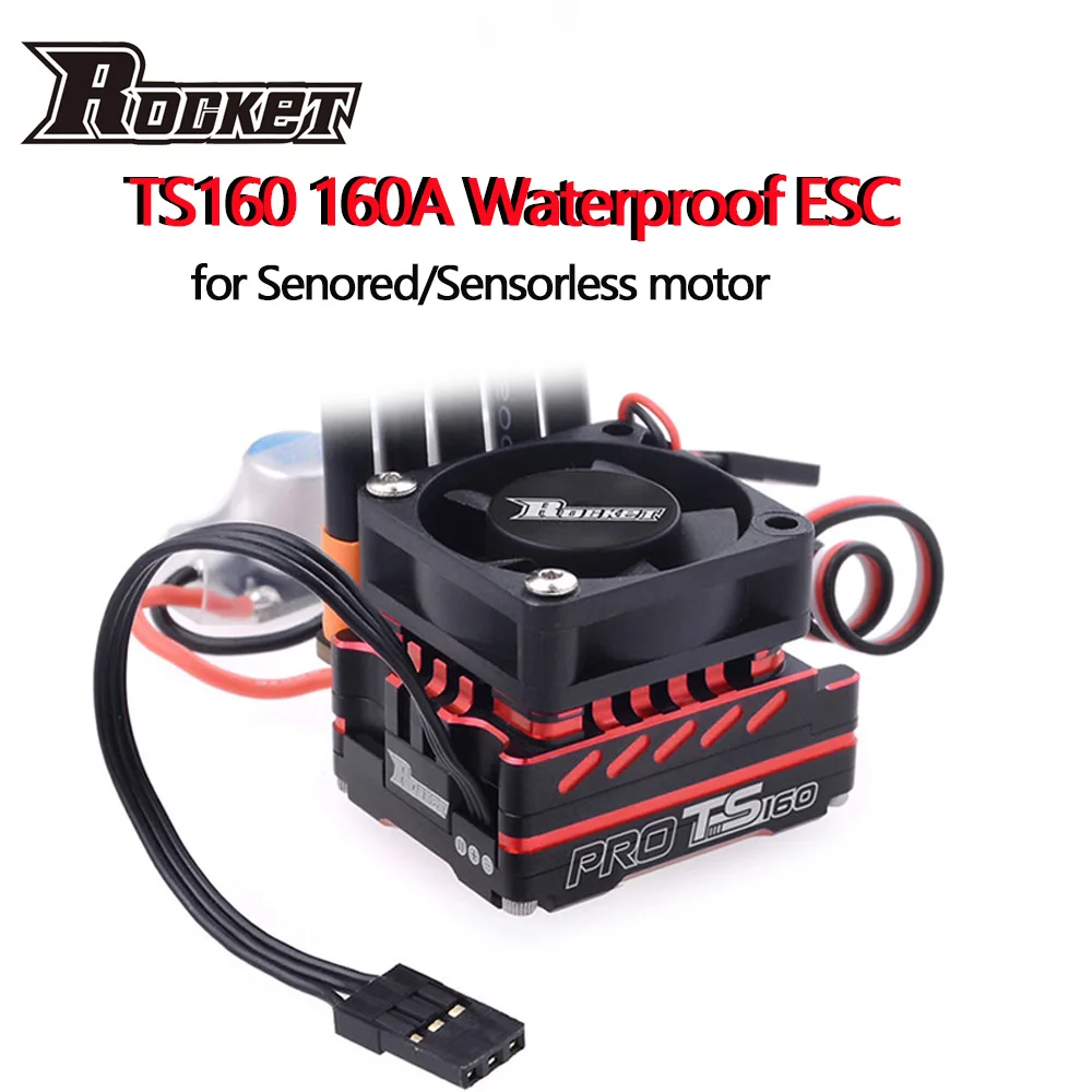 

Rocket TS160 Turbo 160A Brushless Motor Waterproof Sensored ESC Speed Controller 6V/3A BEC Programmer Card for 1/10 1/12 RC Car