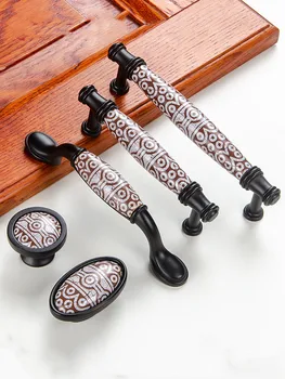 

Wardrobe Door Chinese Handle Antique Retro Black Drawer Single Hole Handle Cabinet Handle