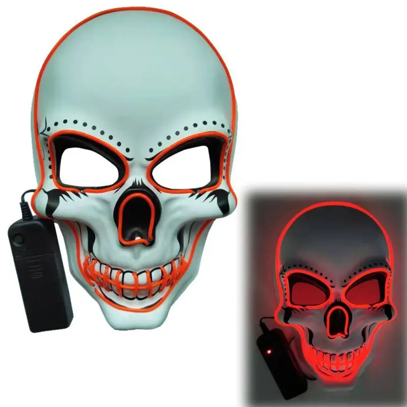 R PVC Halloween Mask LED Light Up Glow In Dark DJ Party skull Masks Festival Cosplay Costume Supplies for The Purge Election Year - Цвет: R