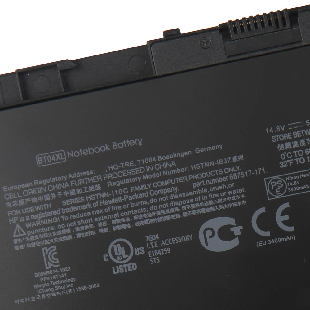 Original Replacement Battery For HP EliteBook Folio 9480m 9470m BA06XL 687945-001 H4Q47AA BT04XL Genuine Battery 3400mAh