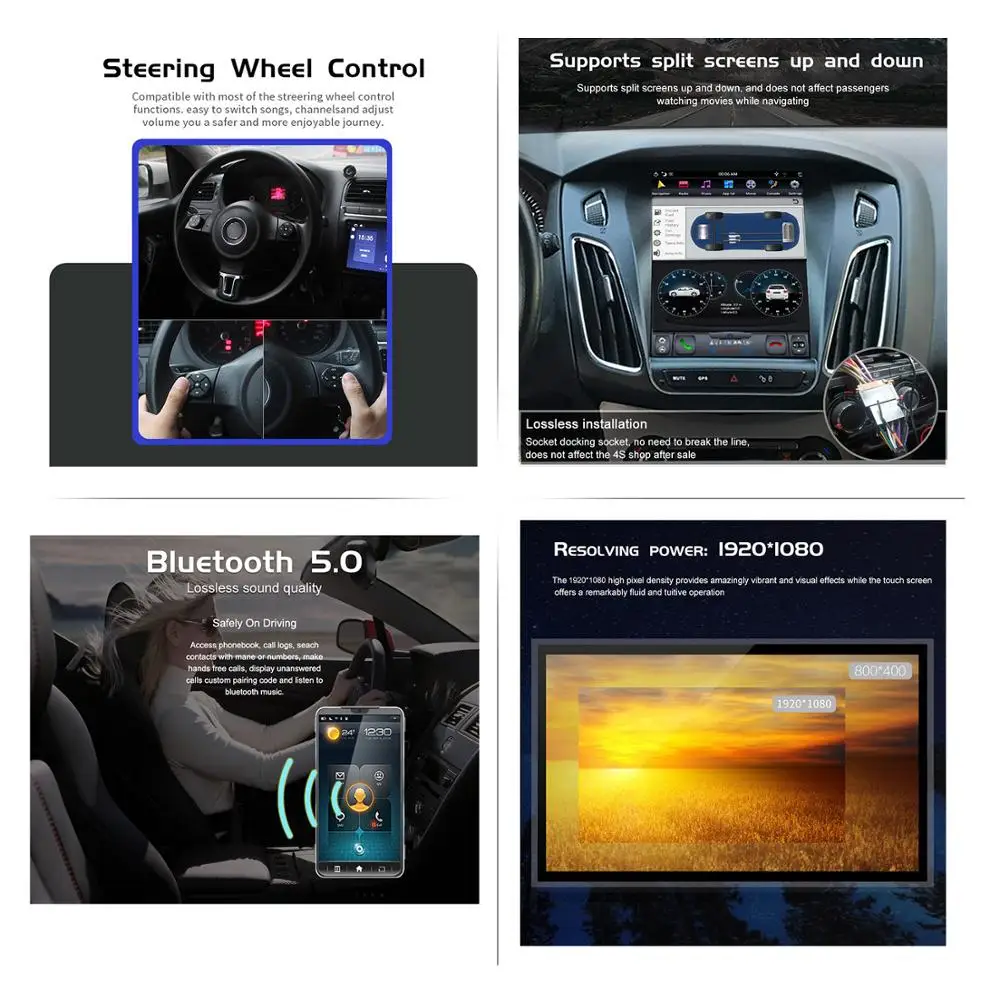 Aotsr Tesla 10," вертикальный экран Android 8,1 автомобильный DVD мультимедийный плеер gps навигация для Ford Focus 2013- встроенный carplay