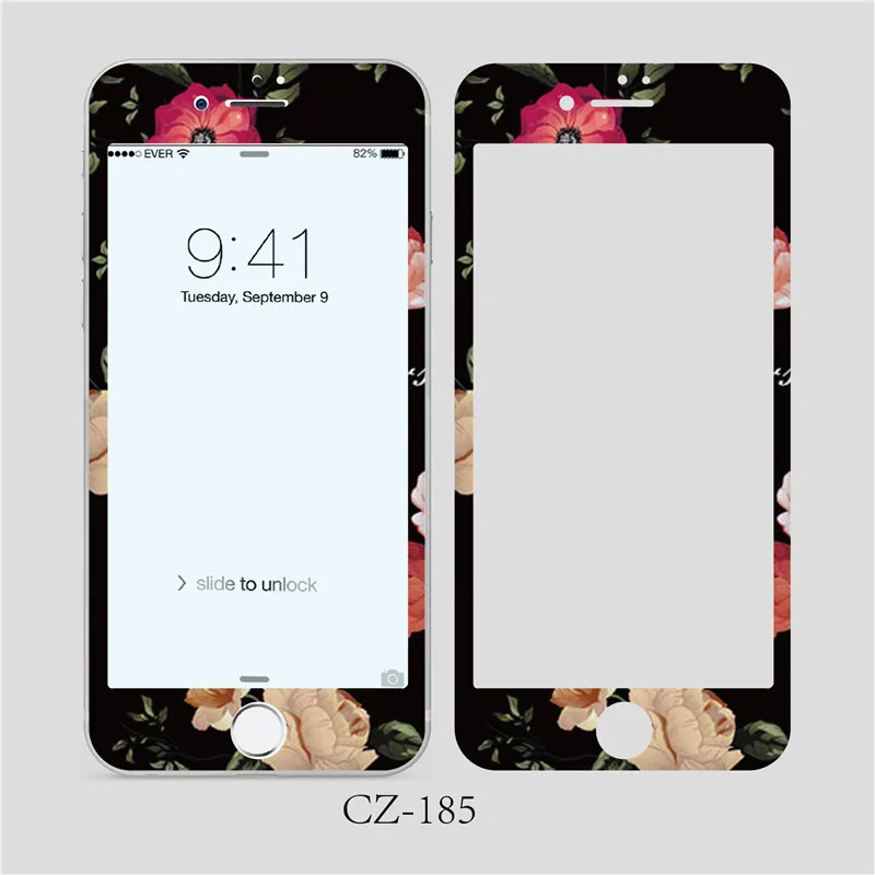 Милое закаленное стекло с цветочным узором для iPhone 8 7 6 6S plus 3D мягкая передняя защита экрана пленка полноэкранное стекло - Цвет: 12