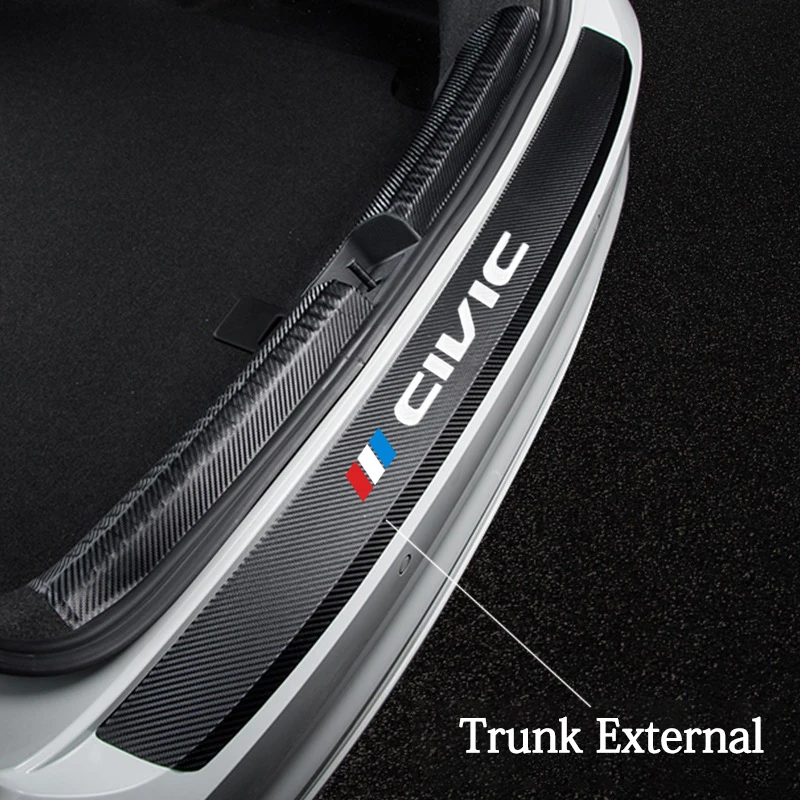 

Leather Car Rear Bumper Stickers for Carbon Fiber Protector Car Trunk Protection Plate Film For Honda civic 10th 8th 2017 2018