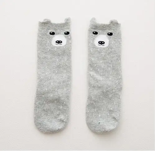 Gray bear non-slip Детские Нескользящие носки до колена носки для новорожденных девочек и мальчиков длинные хлопковые носки для младенца с изображением лисы, кошки, животных - Цвет: Gray bear non-slip