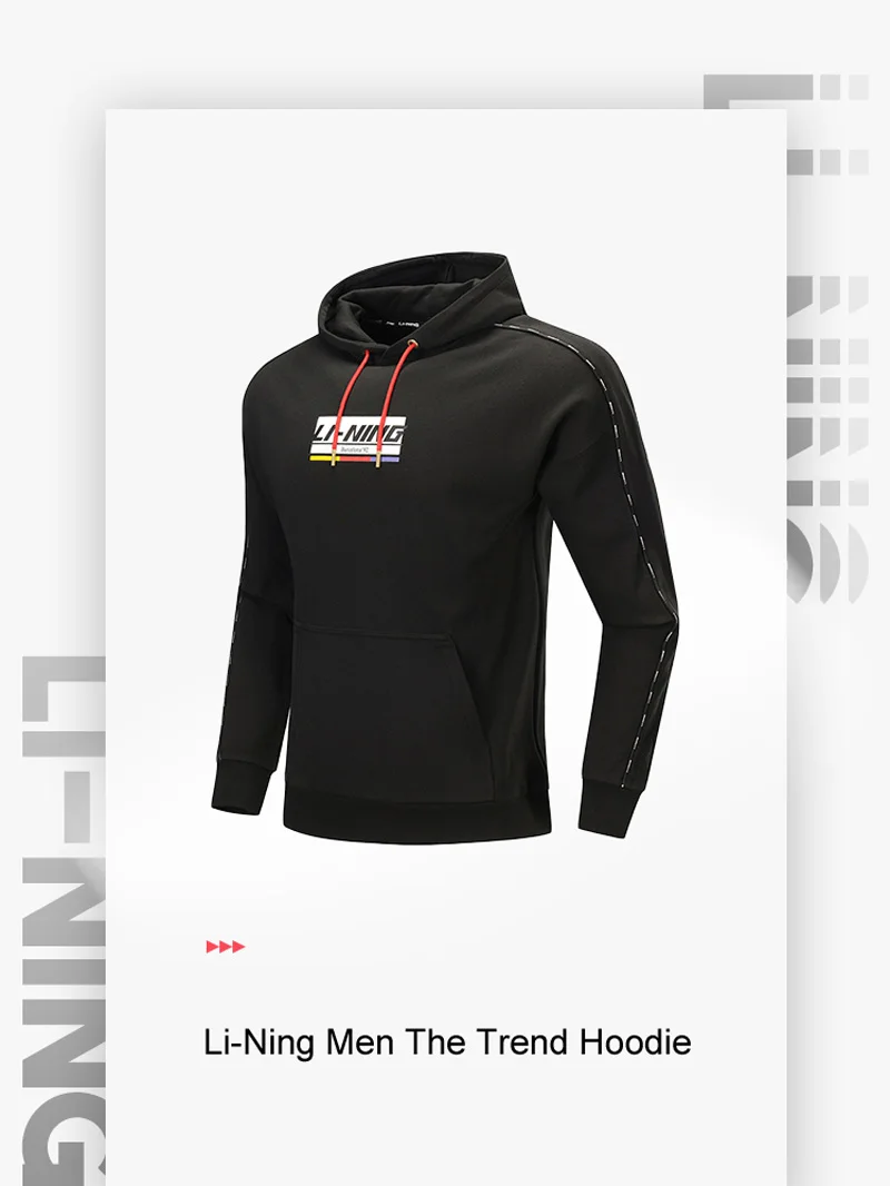 Li-Ning Мужская трендовая Толстовка хлопок свободный обтягивающий свитер хит-цвет печать Досуг Комфорт подкладка спортивные топы AWDP409 MWW1598