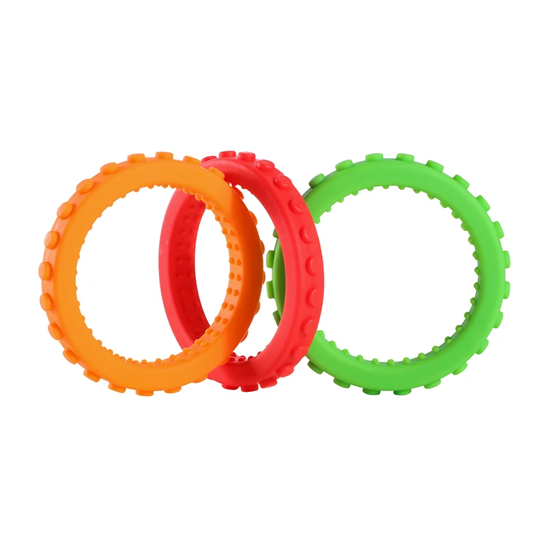 3Pcs Teething Bracelet Silicone Textured Teether Kids Fidget Chew Toys Autism Sensory Tool ADHD Special Needs
