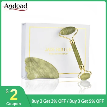 

AGDOAD Jade Roller Face Massager Rose Quartz Face Roller Massage Stone Gua Sha Pink Facial Rollers Skin Care Tool Dropshipping