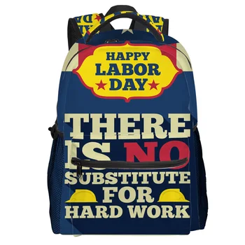 

Happy Labor Day Poster Backpack College Students Wear Resistance Laptop Backpack Book Bag Casual Sports Bags School Bag