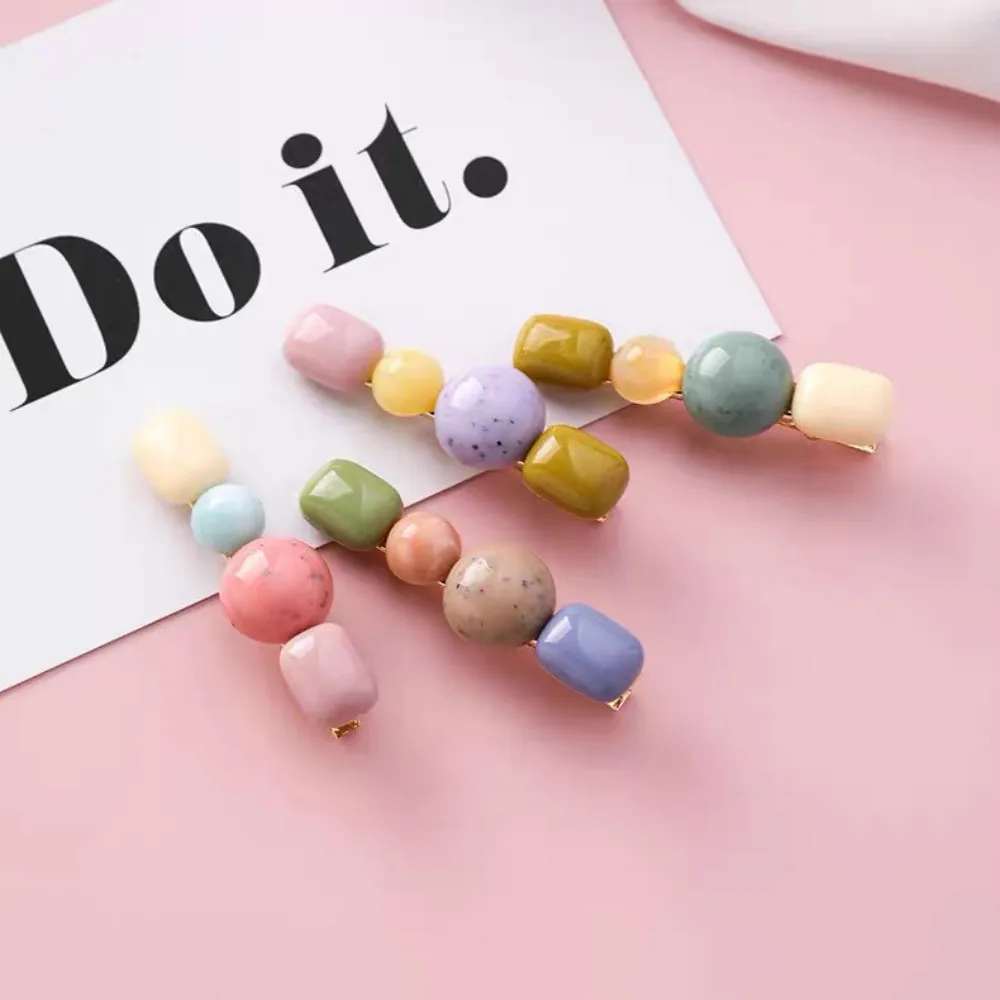 

Korean Version Retro Temperament Geometric Hair Clip Resin Acetic Acid Duckbill Clips Women Side Clip Hairpin Hair Accessories