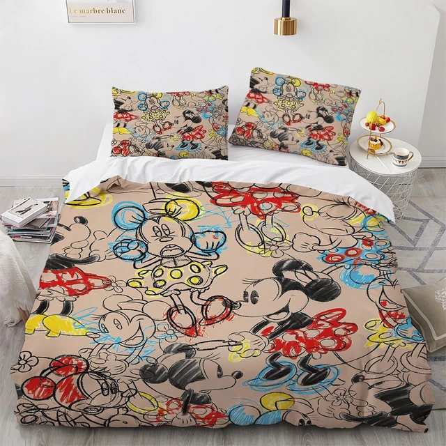 Disney Plaid topolino Minnie Mouse Set biancheria da letto copripiumino  copripiumino federe biancheria da letto per bambini letto matrimoniale  singolo - AliExpress