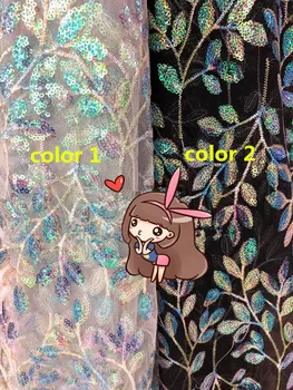 

Cyndi-9.9219 Hot selling african sequins lace fabric tessel fringel embroidered tulle mesh lace fabric