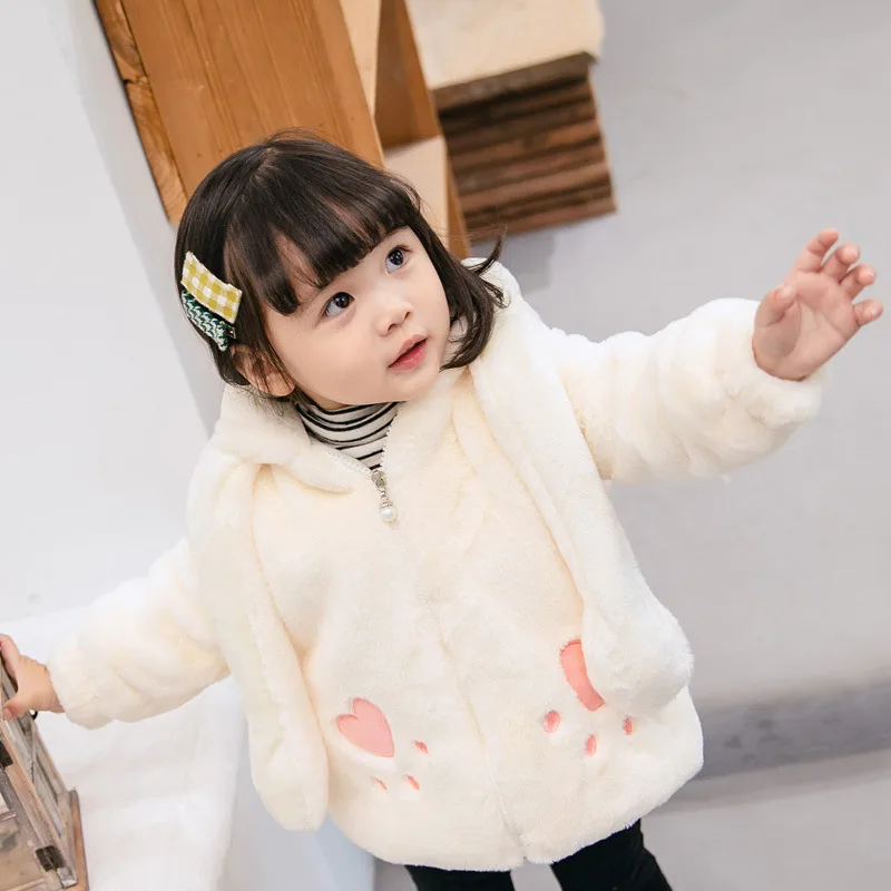 

Girls Douyin Ear Padded Wool Sweater 2018 Winter New Style Korean-style Children Short Brushed And Thick Childrenswear Fashion