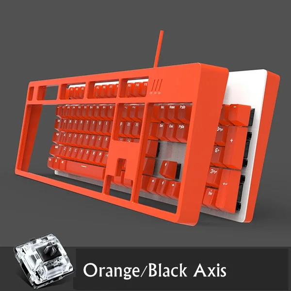 Orange Black Axis Ajazz Douyu DKM150 эргономичная USB Проводная Механическая клавиатура с подсветкой съемные панели антипризрачные ключи черный, синий, коричневый, красный ось - Цвет: Orange Black Axis