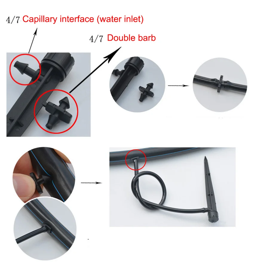 50pcs Garden Watering Drip Irrigation Adjustable Sprinkler 360 degree Dripper Inserting ground fit 47mm Hose Greenhouses Yard (2)