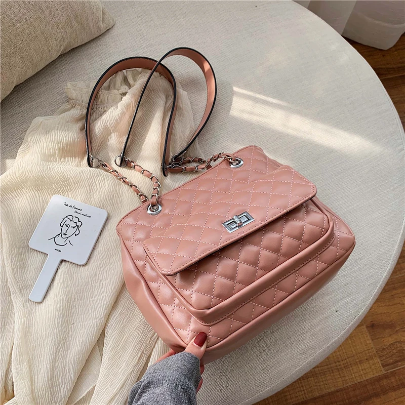 Модные решетки высокого качества sorf PU кожаные женские сумки сумка через плечо сумки через плечо для женщин сумка sac основной - Цвет: Розовый