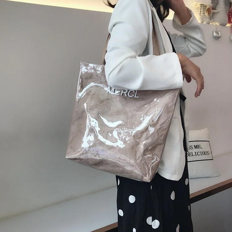 

Summer New Style Simple Versatile WOMEN'S Bag Korean-style Large-Volume PVC Kraftpaper Literature And Art MORI Series Retro Hand