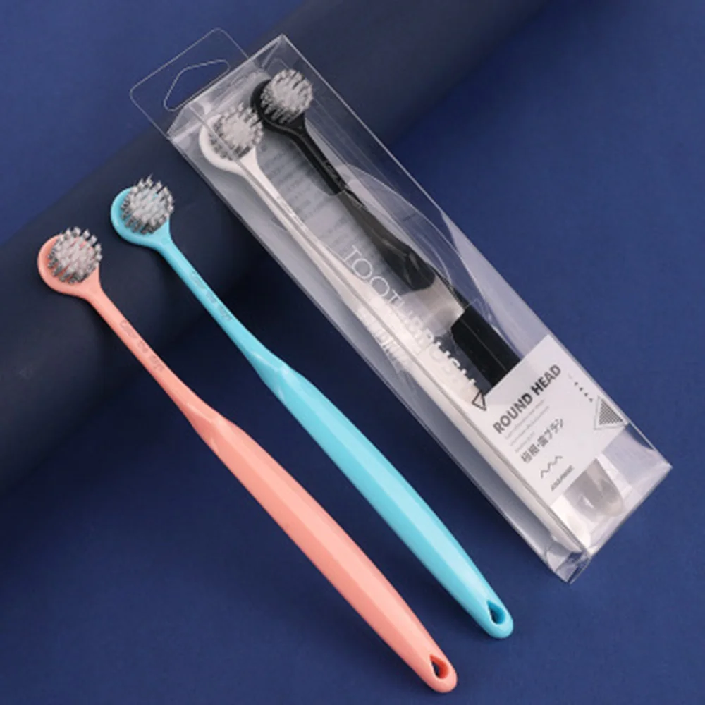 1 Couple Toothbrushes Dental Brush Oral Teeth Cleaning Care Tool Round