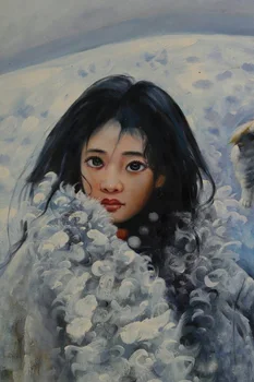 

TOP artist perfectly painted oil Printing on canvas: The big eyed girl of Chinese Tibetan