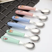 304 детская ложка из нержавеющей стали, детская посуда, креативная мультяшная детская ложка, вилка, Детская безопасная ложка для еды