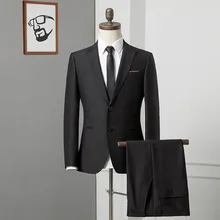 Dressv мужские костюмы из двух предметов пиджак+ брюки Деловая одежда тонкие две пуговицы для свадебной вечеринки Формальные костюмы жениха