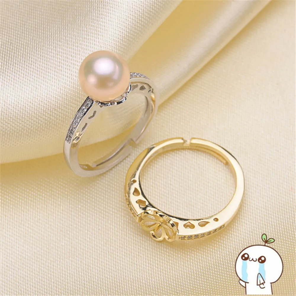 

Ring Mount Pearl Accessories Adjustable Size 925 Sterling Silver Ring Jewelry DIY No Pearl Free Shipping 2019J095
