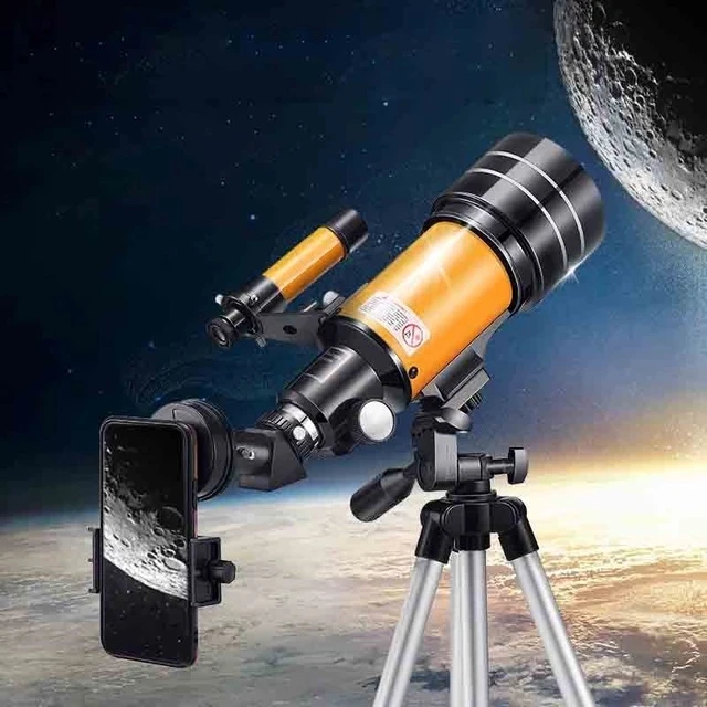 profesional de 70mm, mira de viaje de 300mm, telescopio Refractor astronómico de montaje, 150X, regalos para ver la luna en el espacio profundo - AliExpress