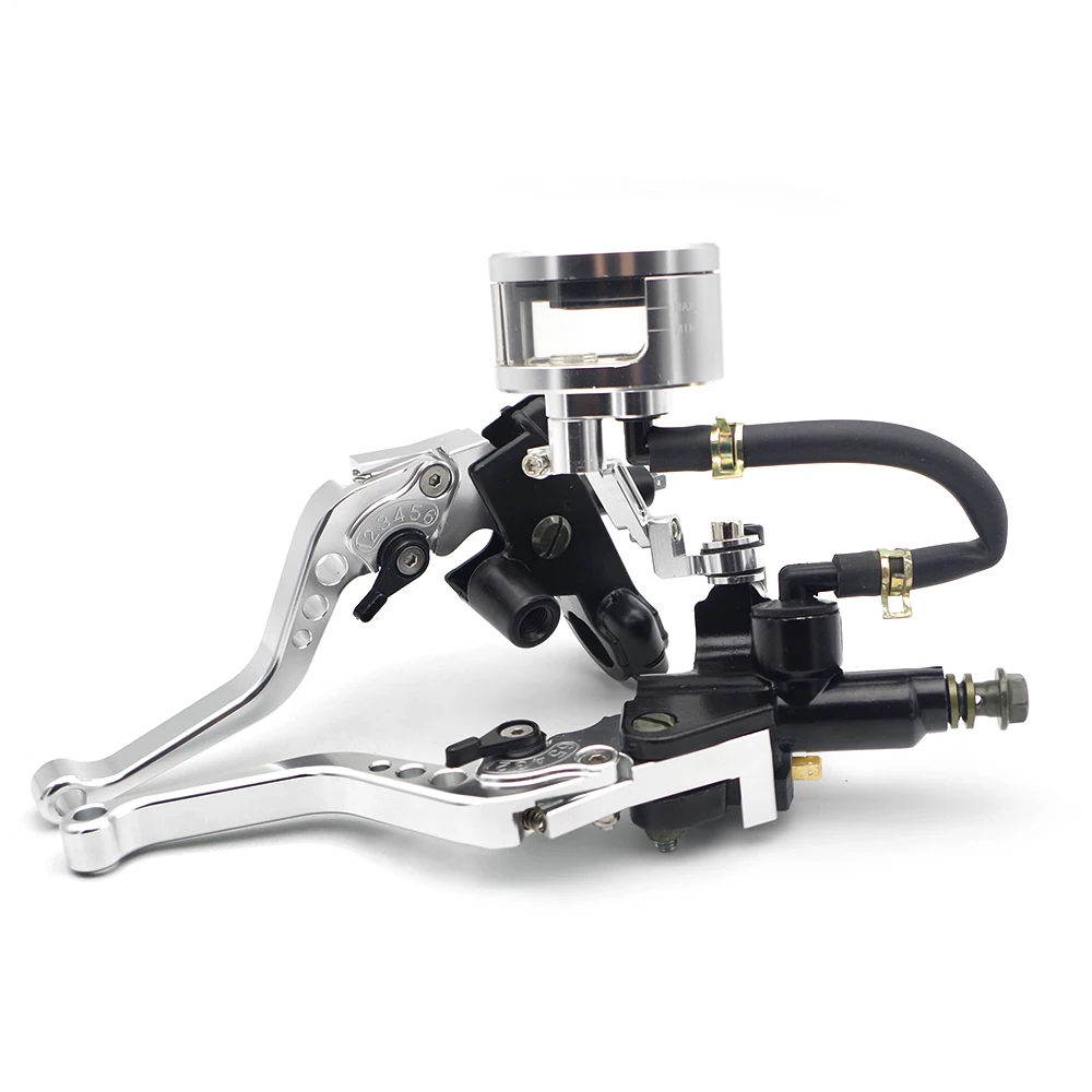 Серебристый CNC Motorcycle Brake Clutch Levers Master Cylinder Reservoir Set For aprilia dorsoduro 750 mv agusta brutale 910 ktm racing - Цвет: Серебристый