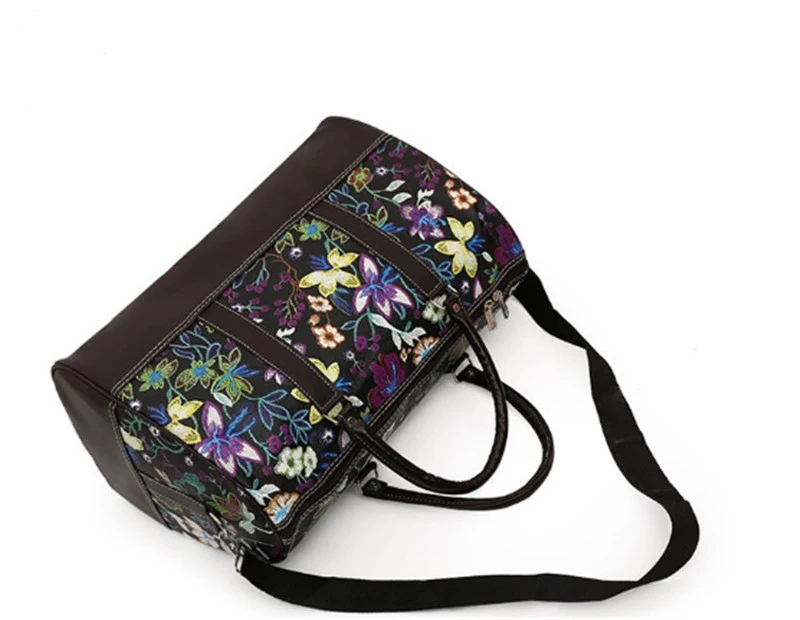 Портативная Женская дорожная сумка нейлоновый цветок вышивка большой багаж вещевой мешок для женщин большой емкости Водонепроницаемые спортивные выходные сумки