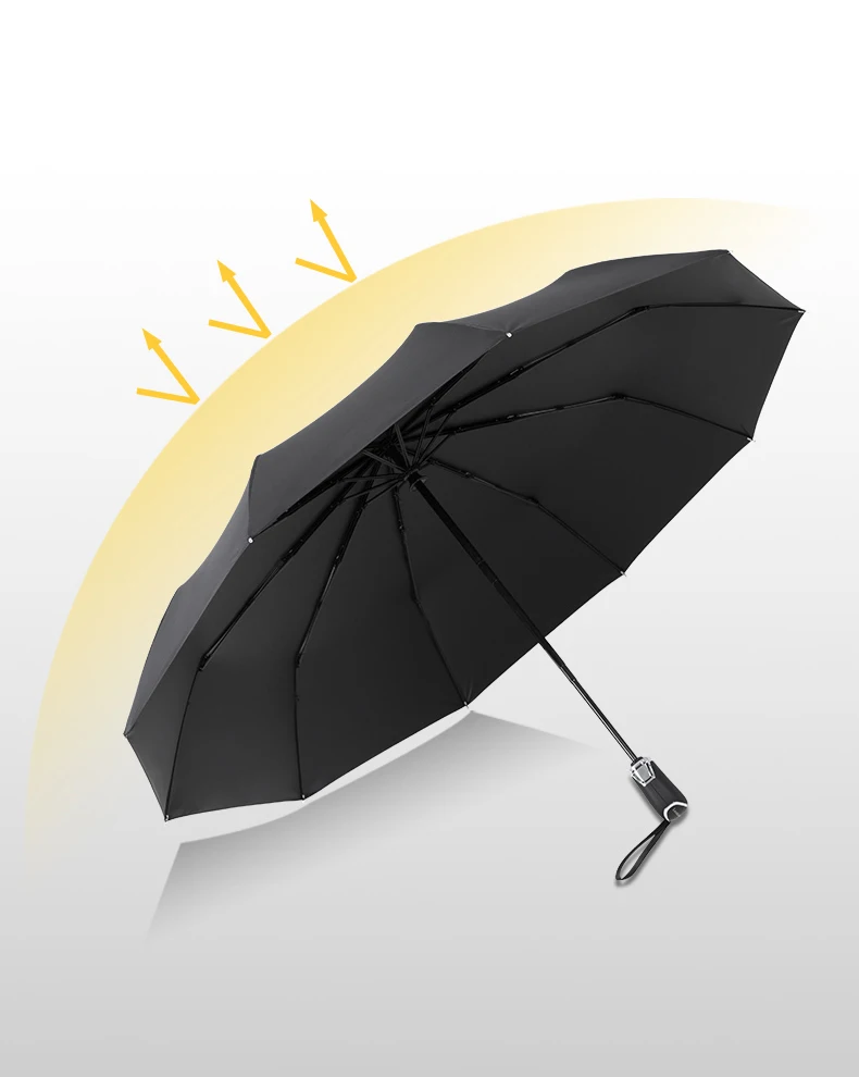 Большой мужской зонт с защитой от ультрафиолета, полностью автоматический зонт для деловых мужчин, Ветрозащитный складной зонтик с 10 ребрами, дождевик Chuva