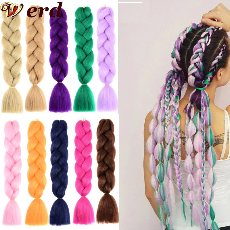 

WERD 24 Inch Women Hair Extension Braided Hair High Temperature Synthetic Crochet Hairstyle 100g / pc Braid Hair