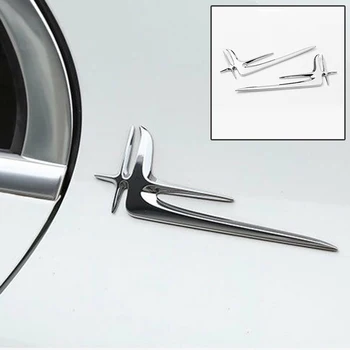 

2Pcs Lengthened Standard Sticker For Mercedes Benz E C Class W205 W213 ABS Silver Accessories Trim Parts