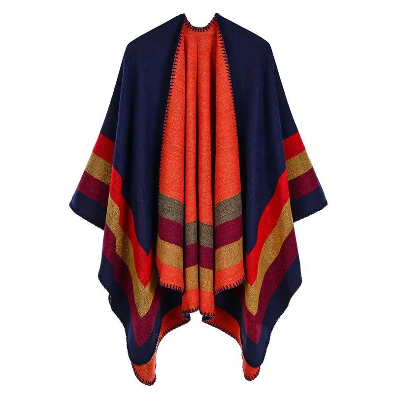Bohoartist Осень Женская мода полосатый шарфы с имитацией под кашемир женский Boho накидка Топы