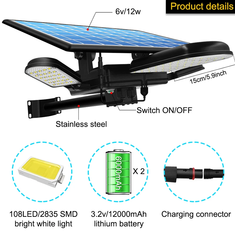 108led Solar Street Light With Remote Control Long Working Time Solar Lamp Newest Security Lighting For Garden Road Wall solar pool lights Solar Lamps