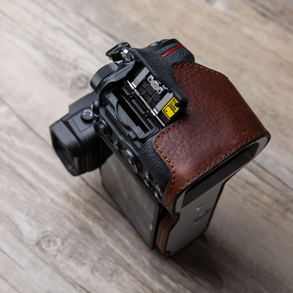 Case da Câmera de Couro Genuíno para Nikon Bolsa da Câmera de Couro Metade do Corpo para Nikon Aydgcam Retro Vintage Artesanal Real z7 z6 - Image 5