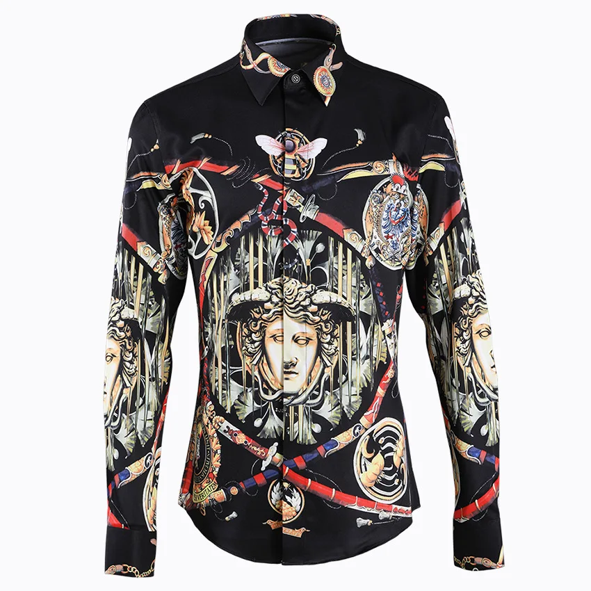 

Sheep Head Warrior Men's Wear Brand Men's Shirt Four Seasons Money Long Sleeve Male Shirt