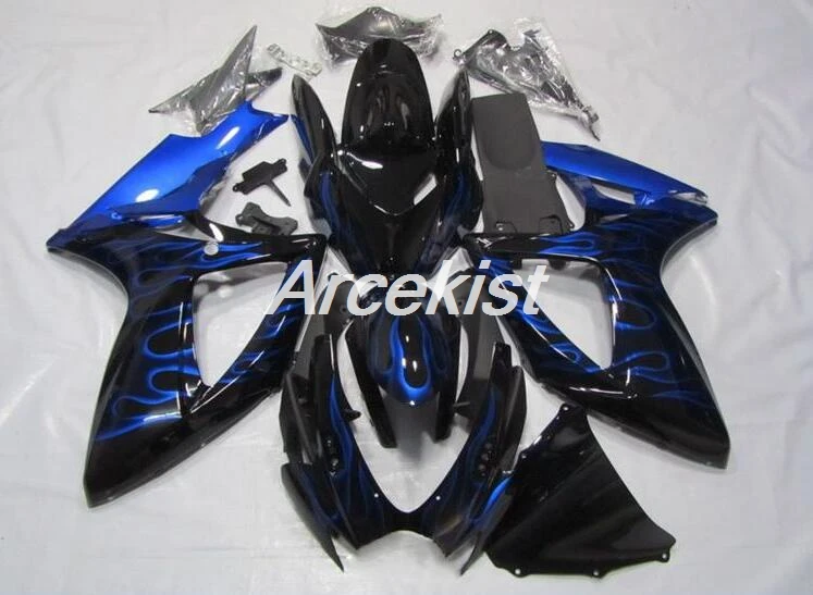 

New ABS Fairing Kits Fit for Suzuki 2006 2007 GSXR600 GSXR750 Fairings set GSXR 600 750 K6 K7 06 07 blue Flame