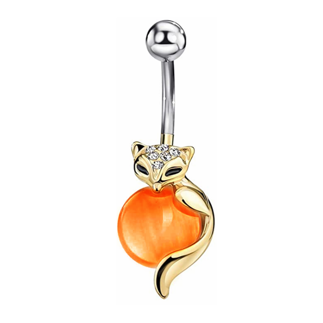 Belly Button Ring 14G Cute Fox Belly Ring Bunny Sexy Navel Piercing Rabbit Belly Bar Elephant Ombligo Pircing Owl Cat