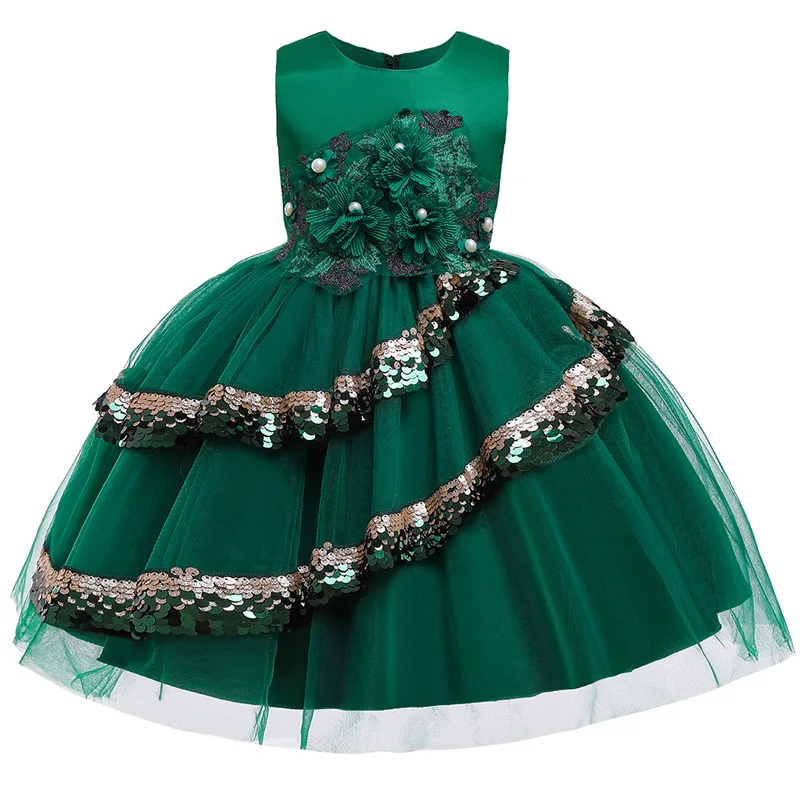 Коллекция года, новогодний костюм платье с цветочным узором для девочек на день рождения платье принцессы Детские платья для девочек, одежда Вечерние платья для свадьбы для детей возрастом от 3 до 10 лет