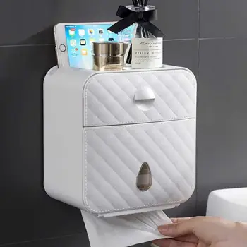 

Toilet paper holder waterproof paper towel rack wall-mounted toilet paper holder box storage box bathroom accessories LB51514