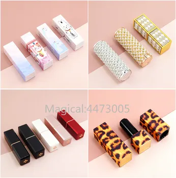 

10/30/50pcs China Style Egypt Lucky Cat Square Round 12.1mm Empty Lipstick Tube Lip Balm Container Shell Packaging Cosmetics