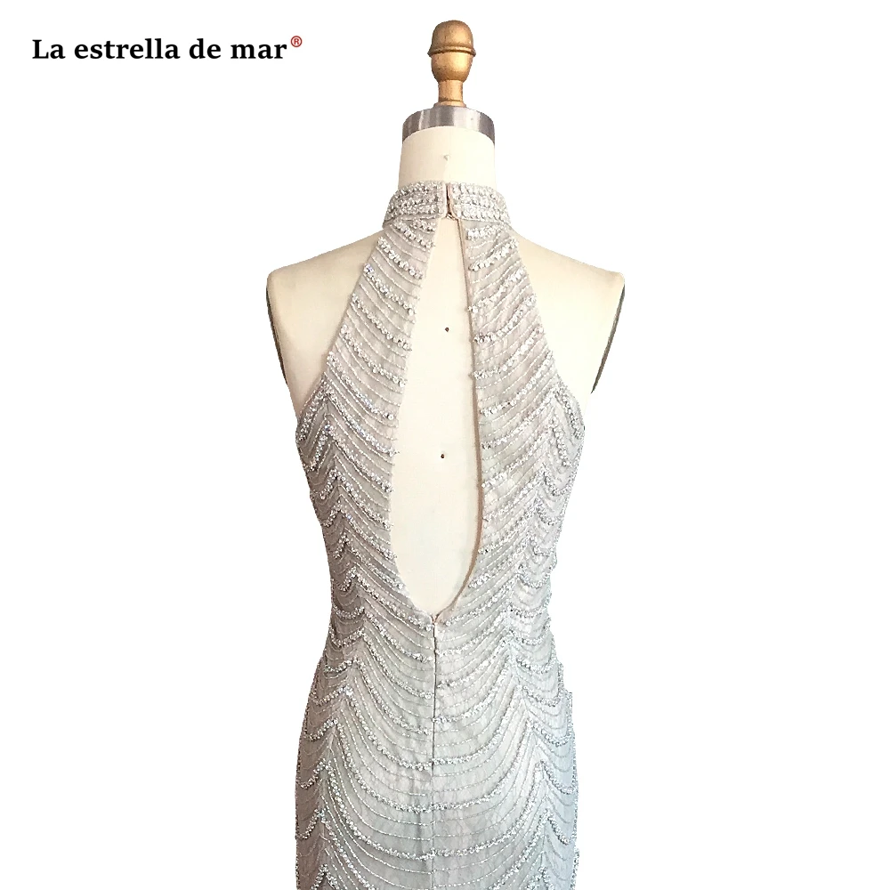 Robe de soiree Новое роскошное высококачественное платье с кисточками, украшенное бусинами сзади, цвета шампанского, сексуальное вечернее платье Русалка в Дубае, длинные платья для выпускного вечера на заказ