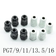 10 шт. PG7 PG9 PG11 PG13.5 PG16 для 3-6.5 мм-14 мм IP68 провода кабель CE белый черный Водонепроницаемый Нейлон Пластик кабельный ввод Разъем